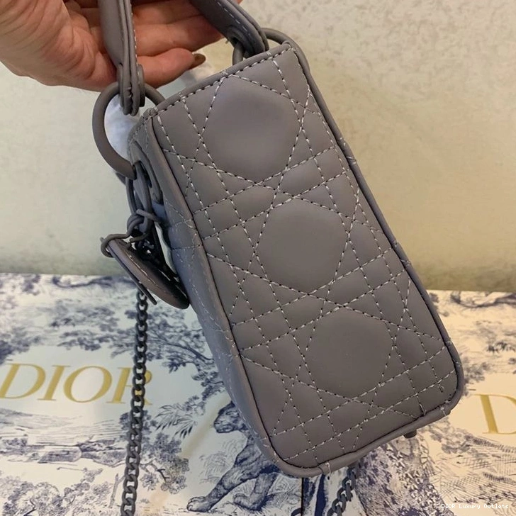 Cheap Ultramatte Dior Mini Lady Bag Cannage Calfskin Grey 0815 Luxury